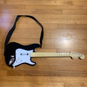 Nintendo Wii Rock Band Harmonix 19091 Wireless Guitar Black and White